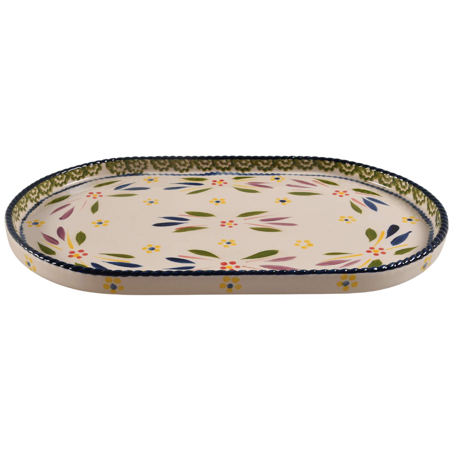 Old World Confetti 13" Oval Lid-It (Trivet,Tray,Baker Lid) by Temp-Tations-1