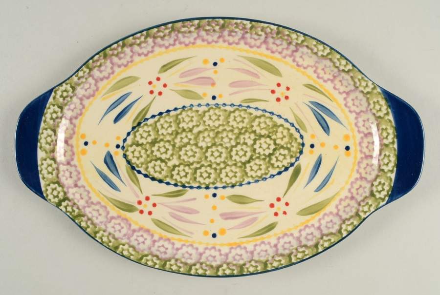 Old World Confetti 11" Oval Lid-It (Trivet,Tray,Baker Lid) by Temp-Tations-1