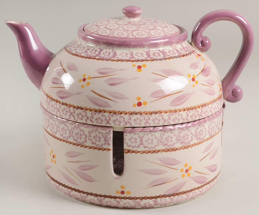 Old World Lilac Teapot & Warmer Stand by Temp-Tations-1