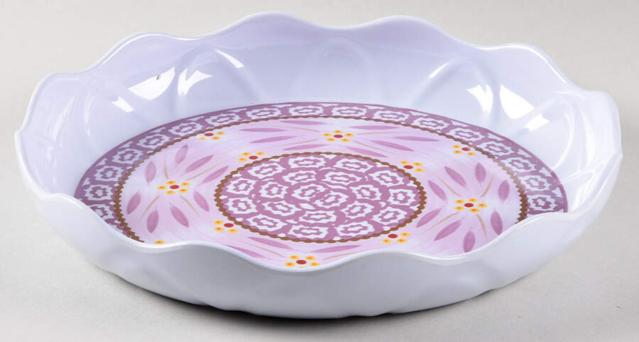 Old World Lilac 10" Round Ruffled Melamine Serving Bowl by Temp-Tations-1