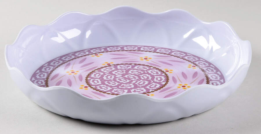 Old World Lilac 9" Round Ruffled Melamine Serving Bowl by Temp-Tations-1