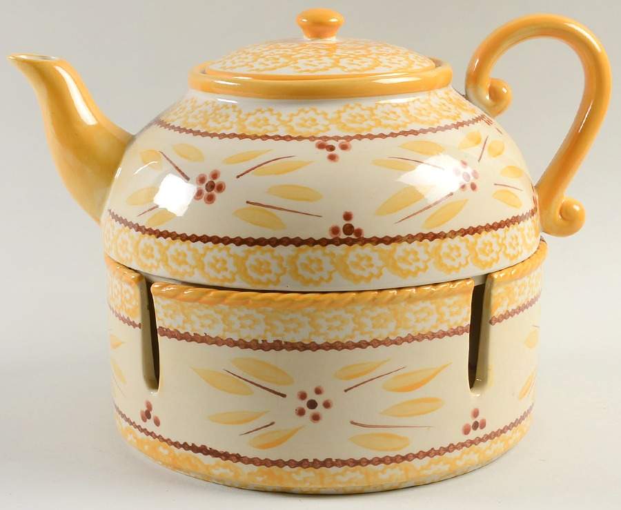 Old World Yellow Teapot & Warmer Stand by Temp-Tations-1