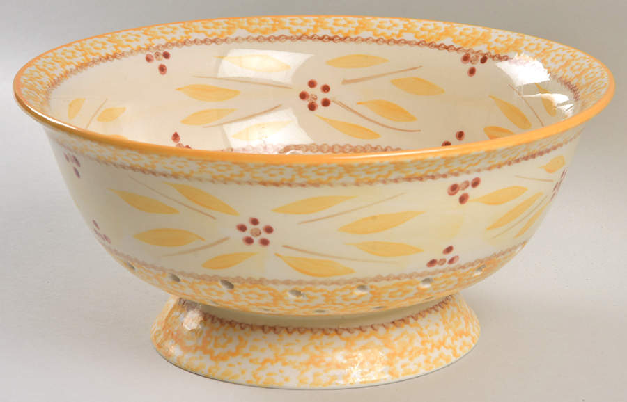 Old World Yellow Ceramic Colander by Temp-Tations-1