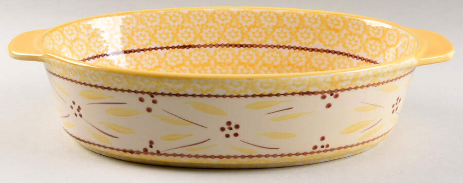 Old World Yellow 10" Oval Baker by Temp-Tations-1