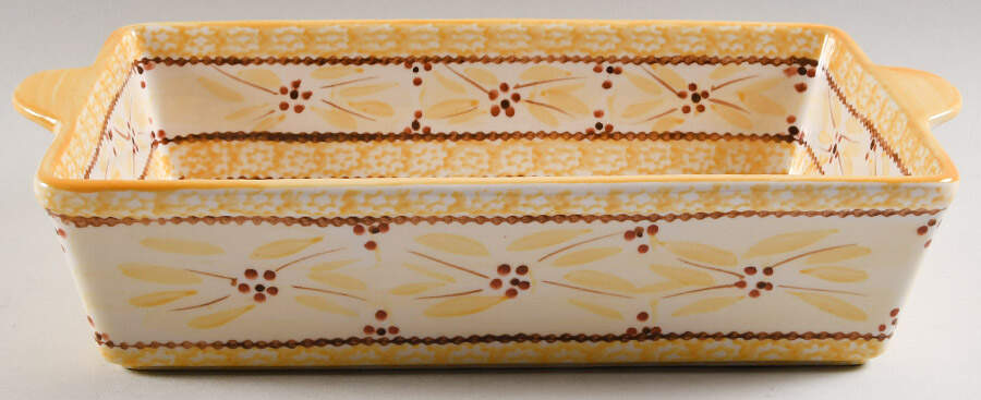 Old World Yellow 13"  Rectangular Baker by Temp-Tations-1