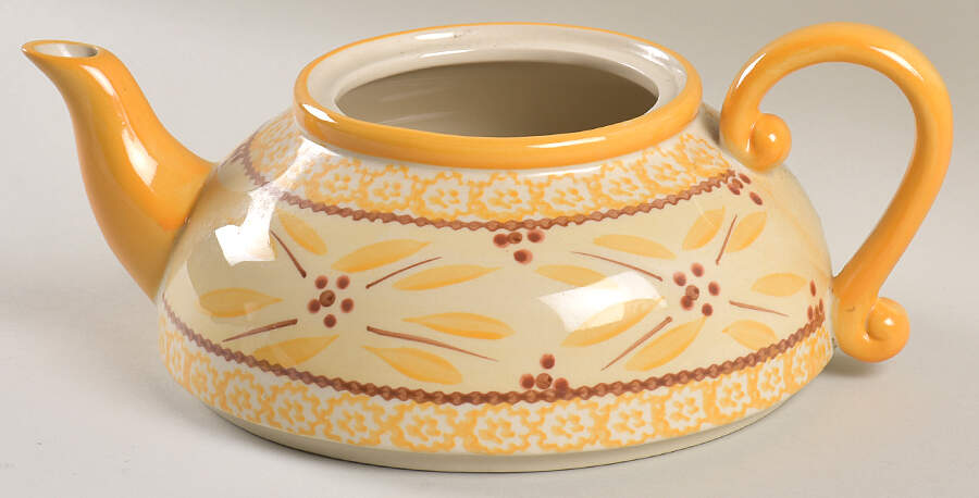 Old World Yellow Teapot No Lid by Temp-Tations-1