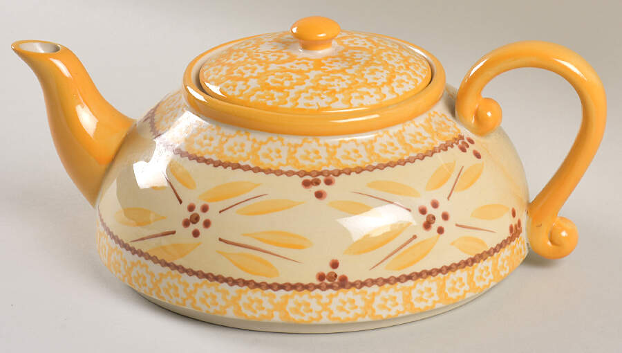 Old World Yellow Teapot & Lid by Temp-Tations-1