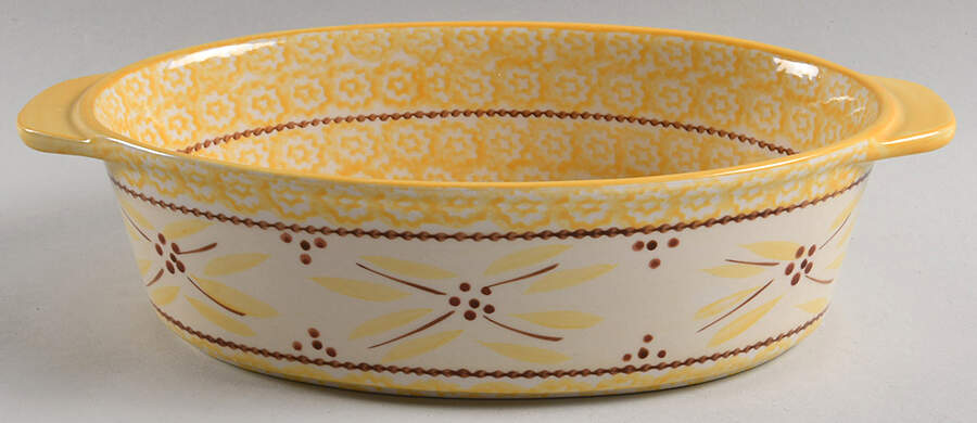 Old World Yellow 12'' Oval Baker by Temp-Tations-1