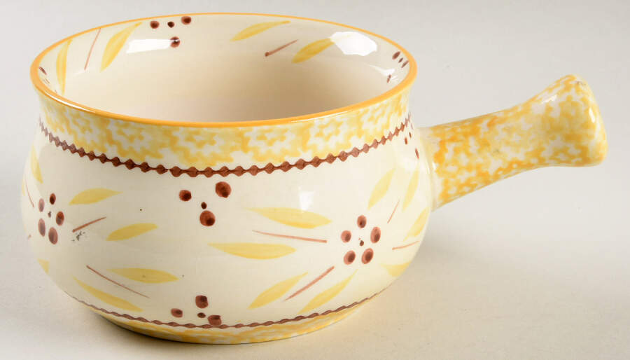Old World Yellow One Stick Handled Soup/Snack Bowl (use with SNTR12) by Temp-Tations-1