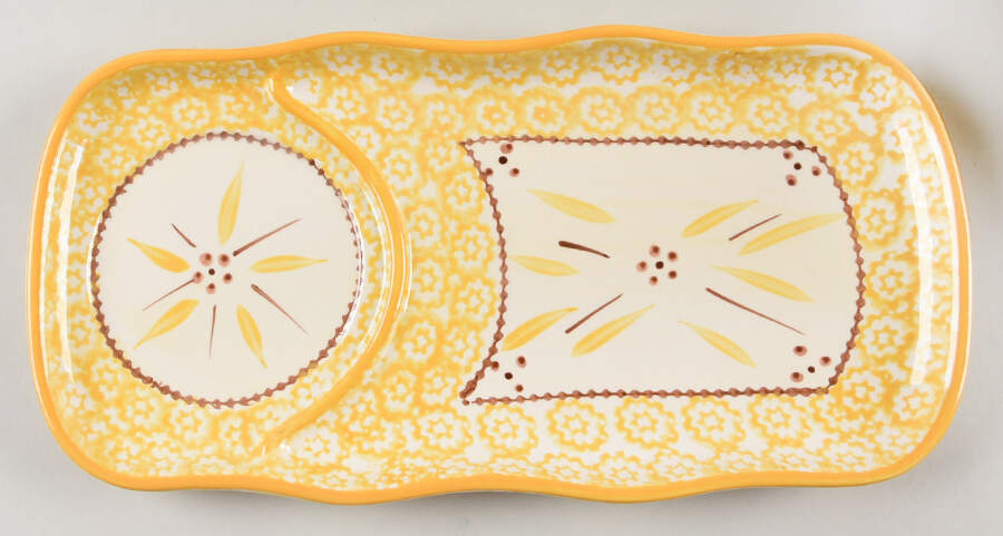 Old World Yellow 12" Rectangular Snack Tray by Temp-Tations-1