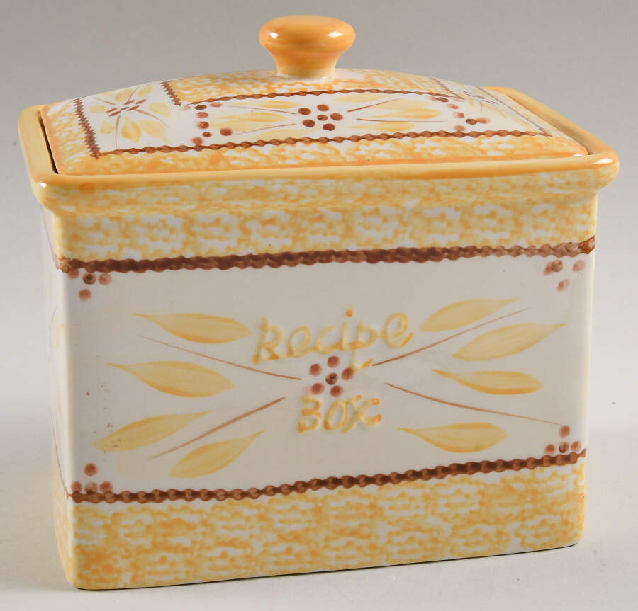 Old World Yellow Recipe Box & Lid by Temp-Tations-1