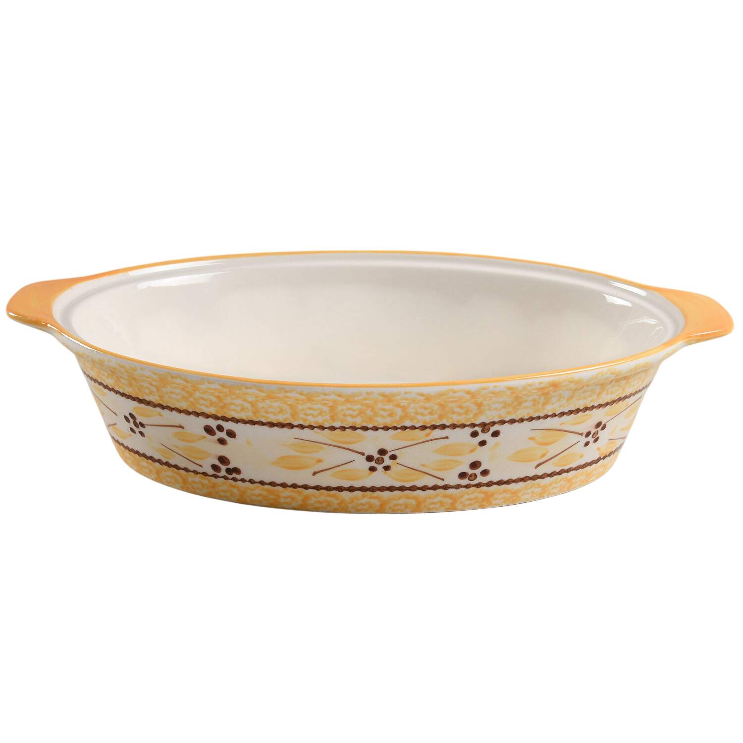 Old World Yellow 2 Quart Oval Covered Casserole No Lid by Temp-Tations-1