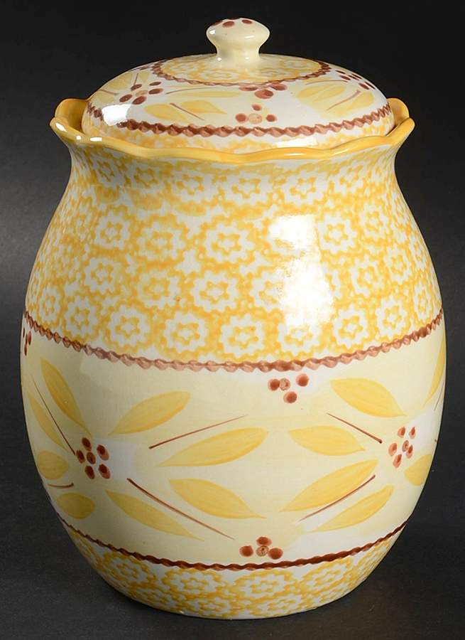 Old World Yellow Medium Canister & Lid by Temp-Tations-1