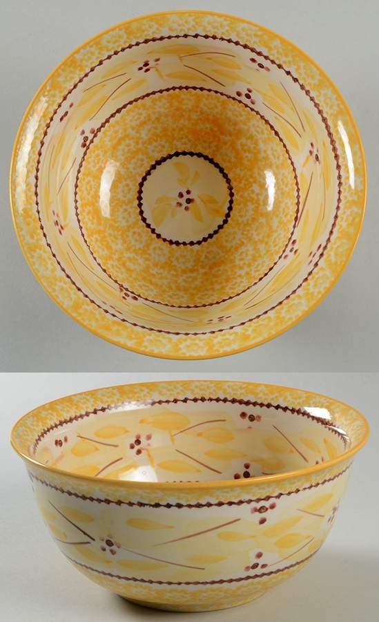 Old World Yellow 7" Round Vegetable Bowl by Temp-Tations-1