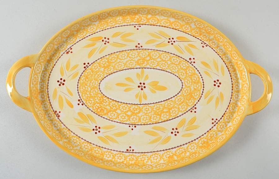 Old World Yellow 18" Oval Handled Platter by Temp-Tations-1