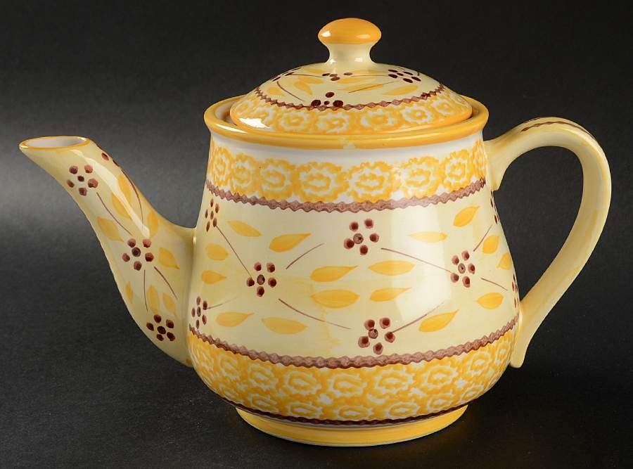 Old World Yellow Teapot & Lid by Temp-Tations-1