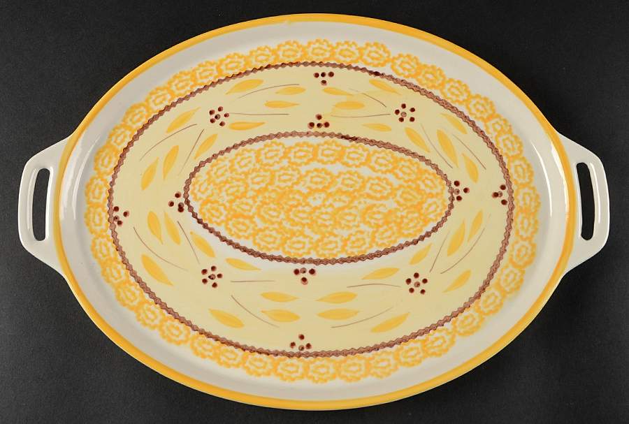 Old World Yellow 14" Oval Handled Platter by Temp-Tations-1