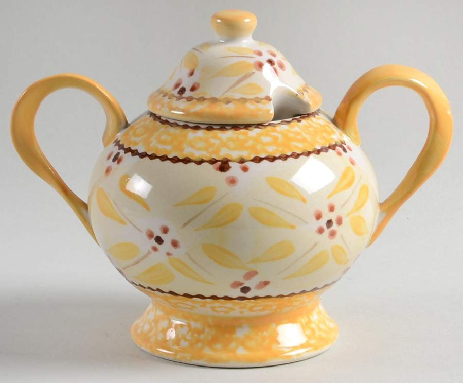 Old World Yellow Sugar Bowl & Lid by Temp-Tations-1