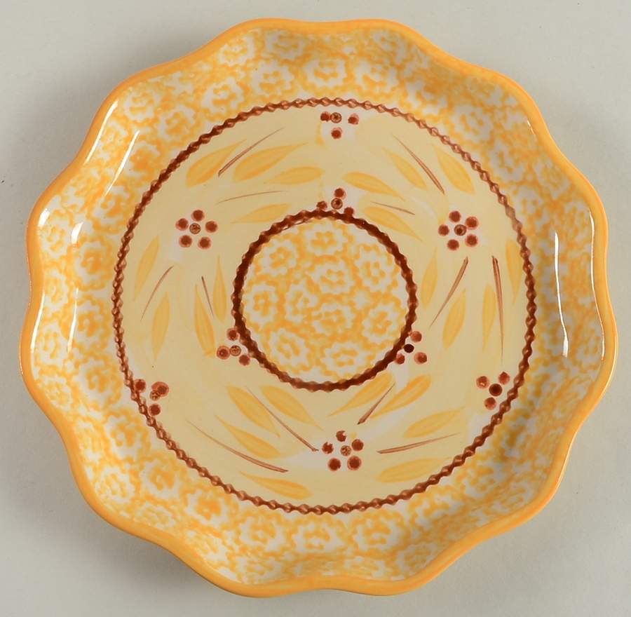 Old World Yellow Dessert/Pie Plate by Temp-Tations-1