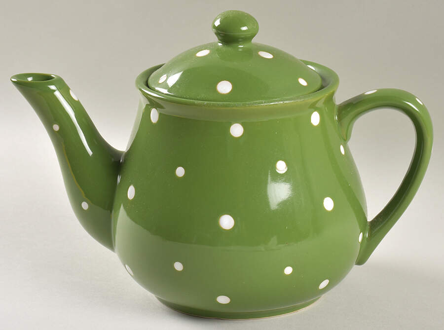 Polka Dot Green Teapot & Lid by Temp-Tations-1