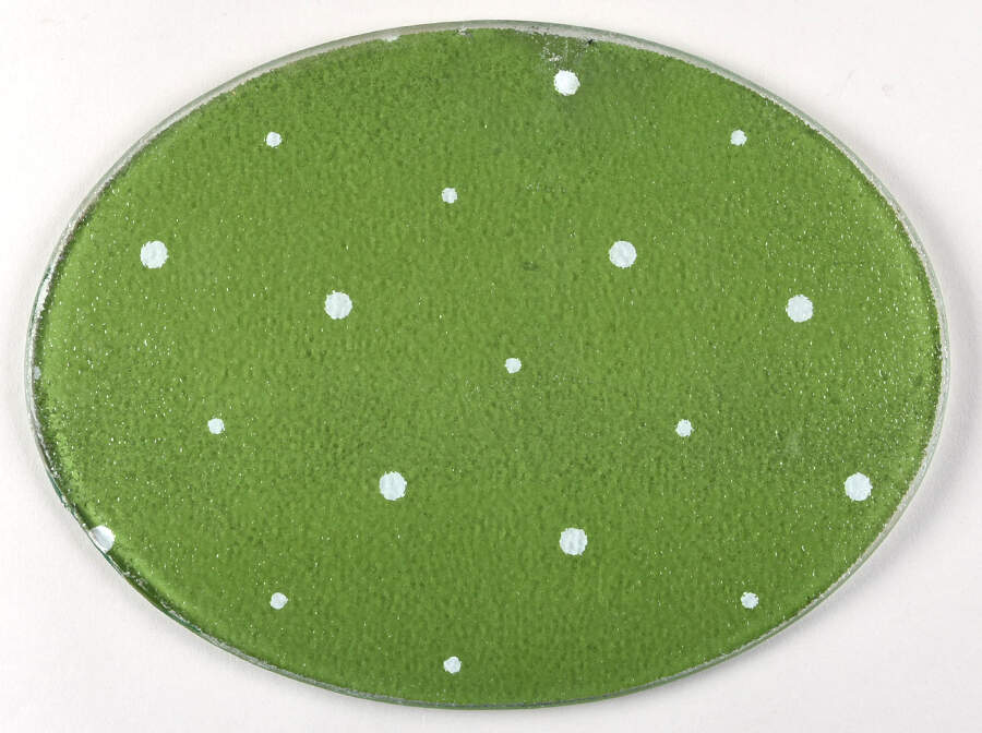 Polka Dot Green Glass Trivet for 13" Oval Baker by Temp-Tations-1