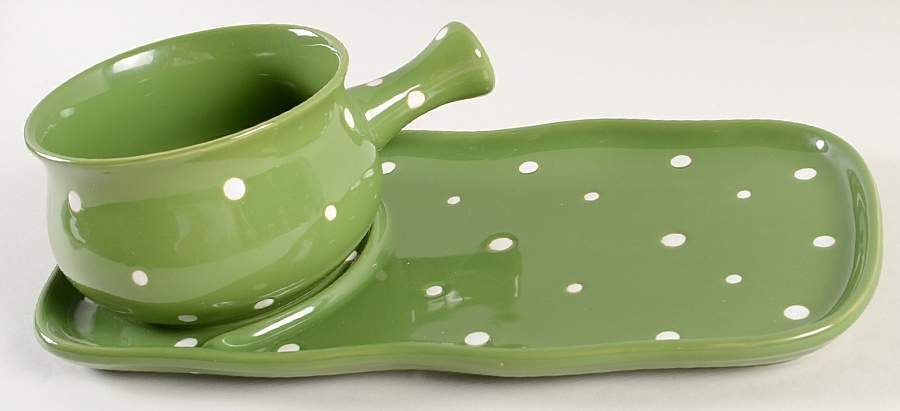 Polka Dot Green Soup Mug & Sandwich Set by Temp-Tations-1