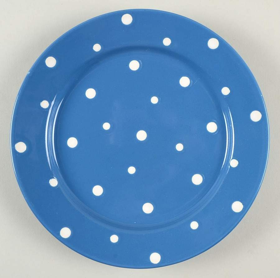 Polka Dot Blue Salad Plate by Temp-Tations-1