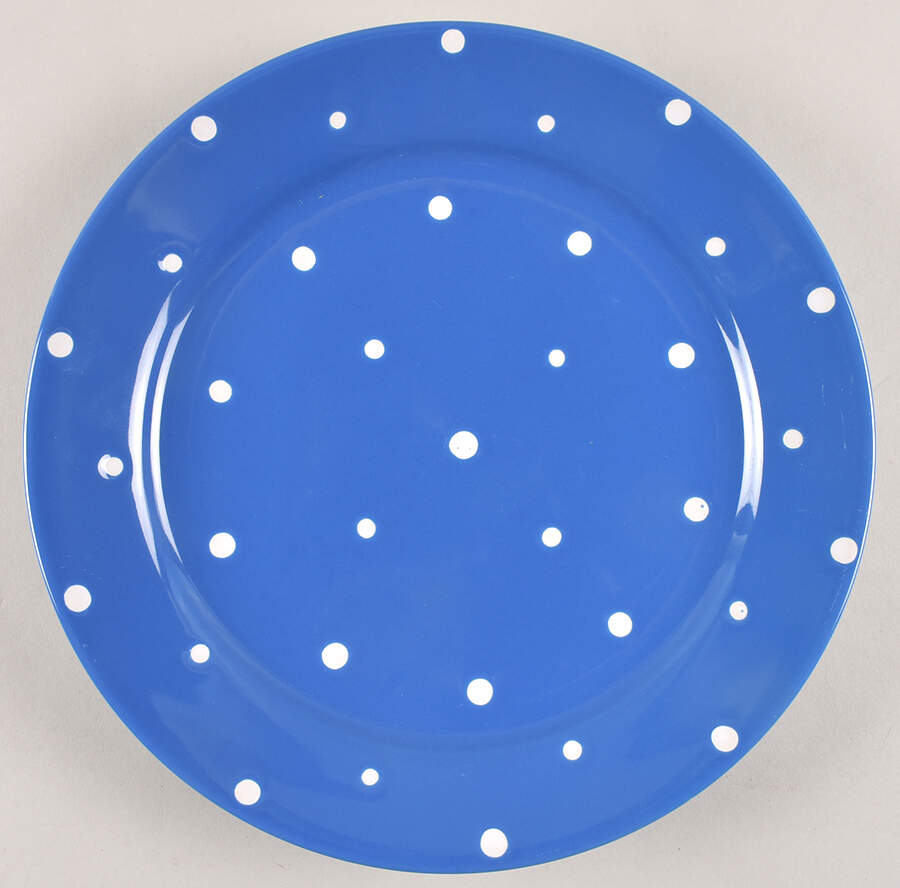 Polka Dot Blue Dinner Plate by Temp-Tations-1