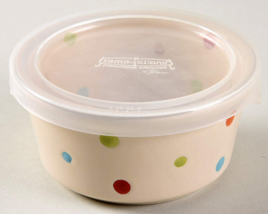Polka Dot Cream Dip Bowl and Lid by Temp-Tations-1