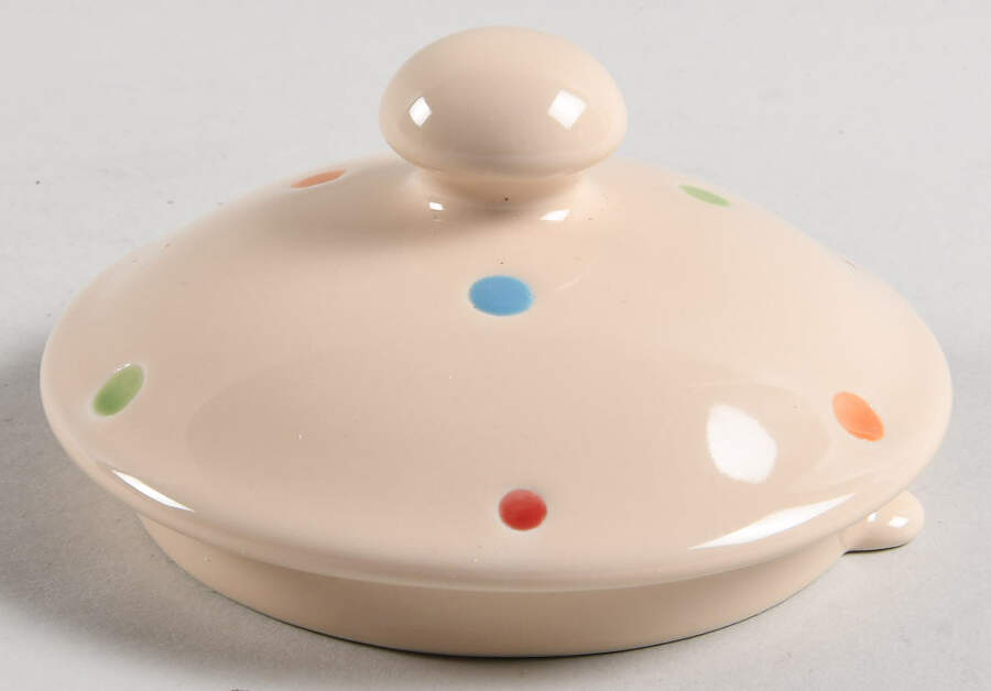 Polka Dot Cream Lid for Teapot by Temp-Tations-1
