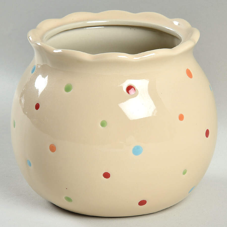 Polka Dot Cream Small Canister No Lid by Temp-Tations-1