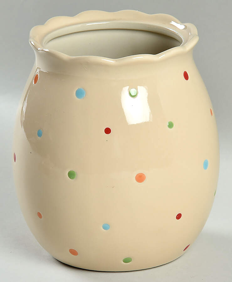 Polka Dot Cream Medium Canister No Lid by Temp-Tations-1