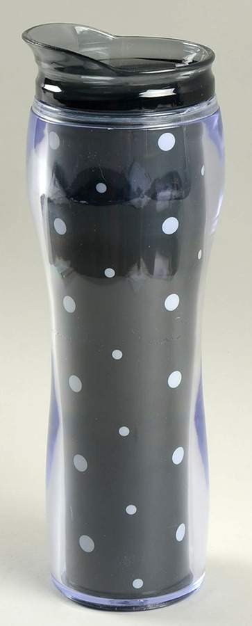 Polka Dot Black Acrylic Travel Tumbler & Lid by Temp-Tations-1