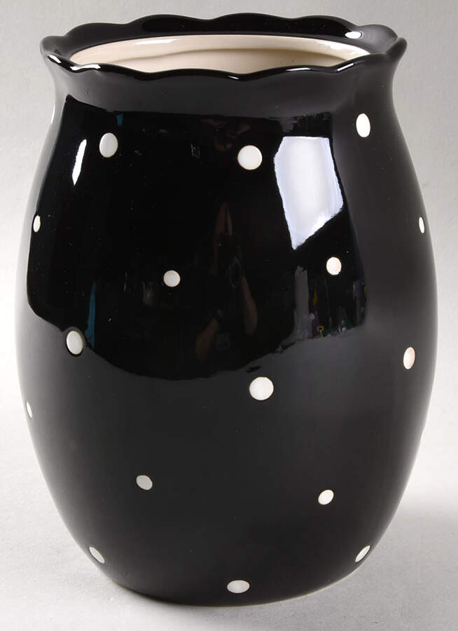 Polka Dot Black Large Canister No Lid by Temp-Tations-1