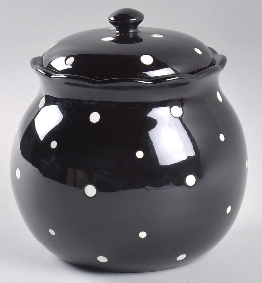 Polka Dot Black Small Canister & Lid by Temp-Tations-1
