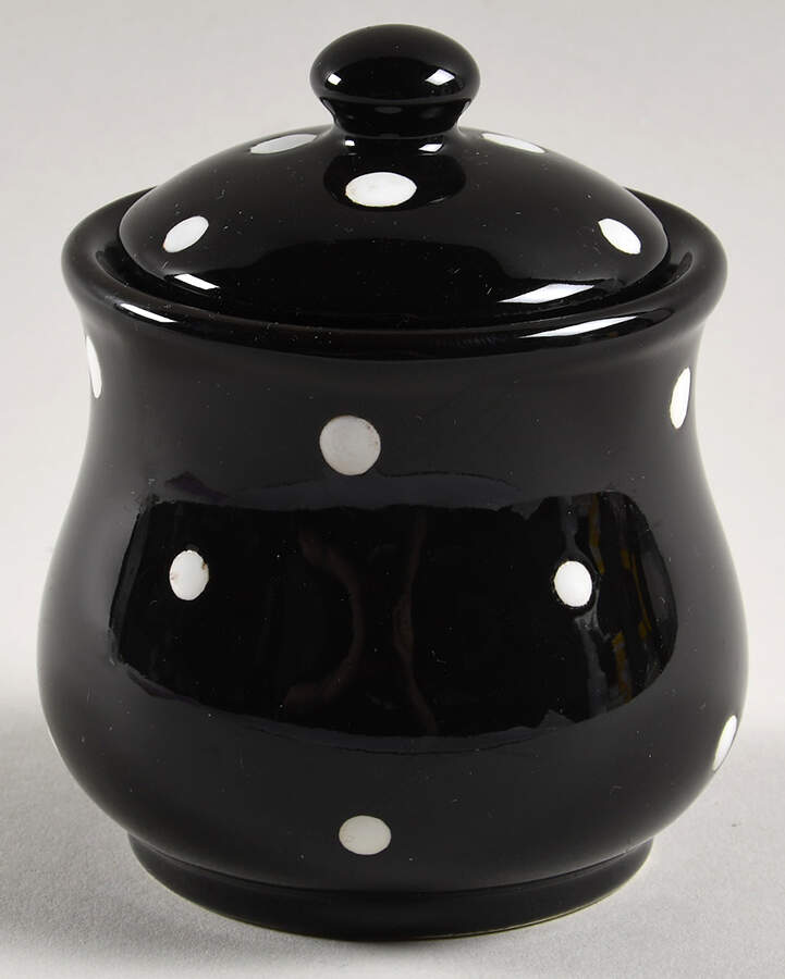 Polka Dot Black Sugar Bowl & Lid by Temp-Tations-1