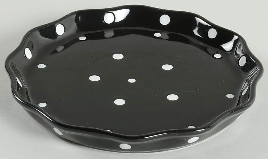 Polka Dot Black Dessert/Pie Plate by Temp-Tations-1