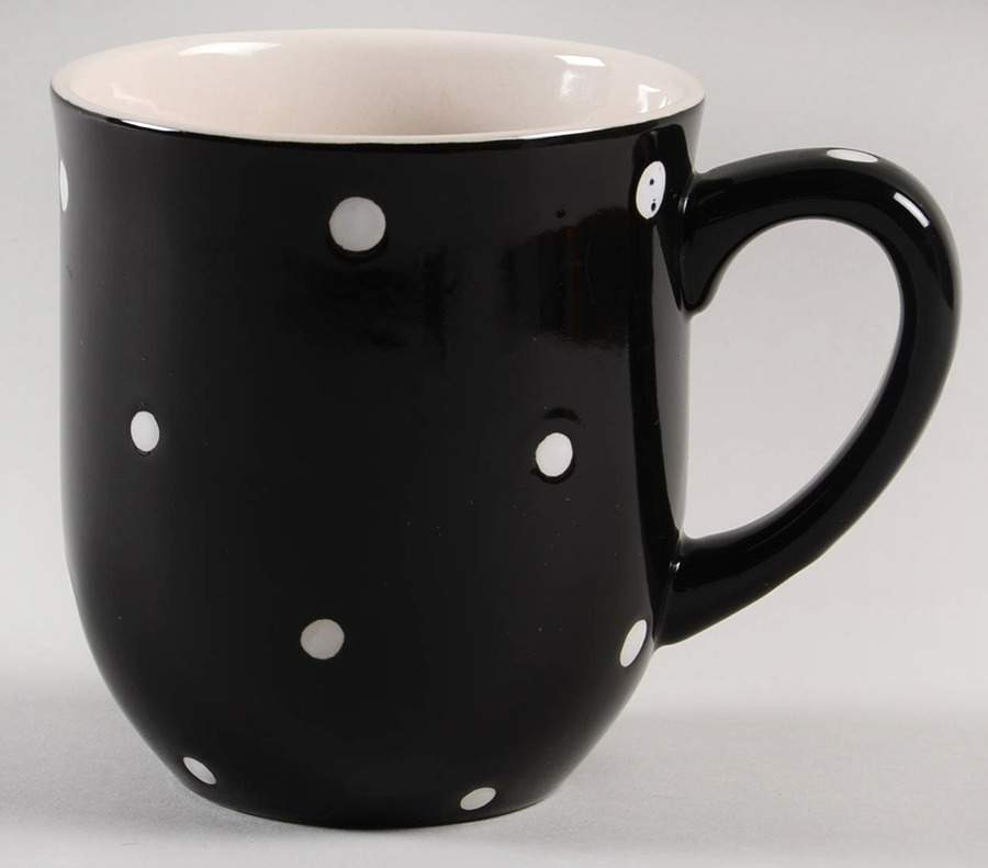 Polka Dot Black Mug by Temp-Tations-1
