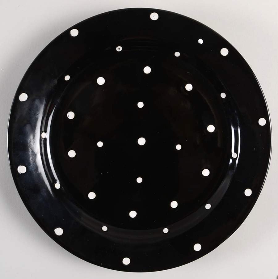 Polka Dot Black Dinner Plate by Temp-Tations-1