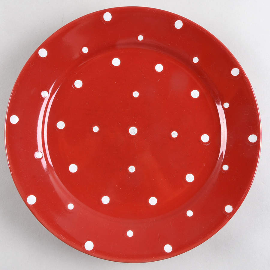 Polka Dot Red Dinner Plate by Temp-Tations-1
