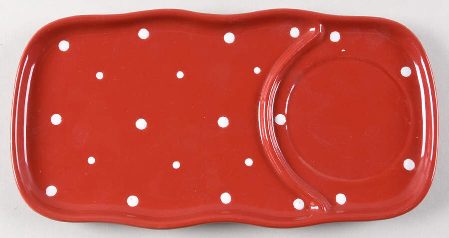 Polka Dot Red 12" Rectangular Snack Tray by Temp-Tations-1