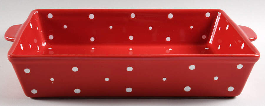 Polka Dot Red 13"  Rectangular Baker by Temp-Tations-1