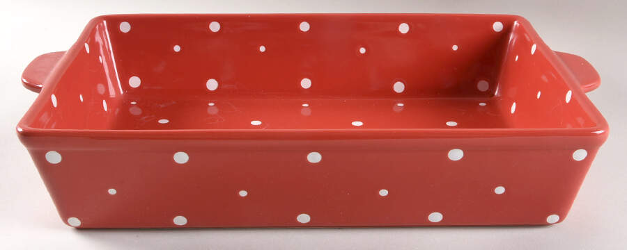 Polka Dot Red 15" Rectangular Baker by Temp-Tations-1