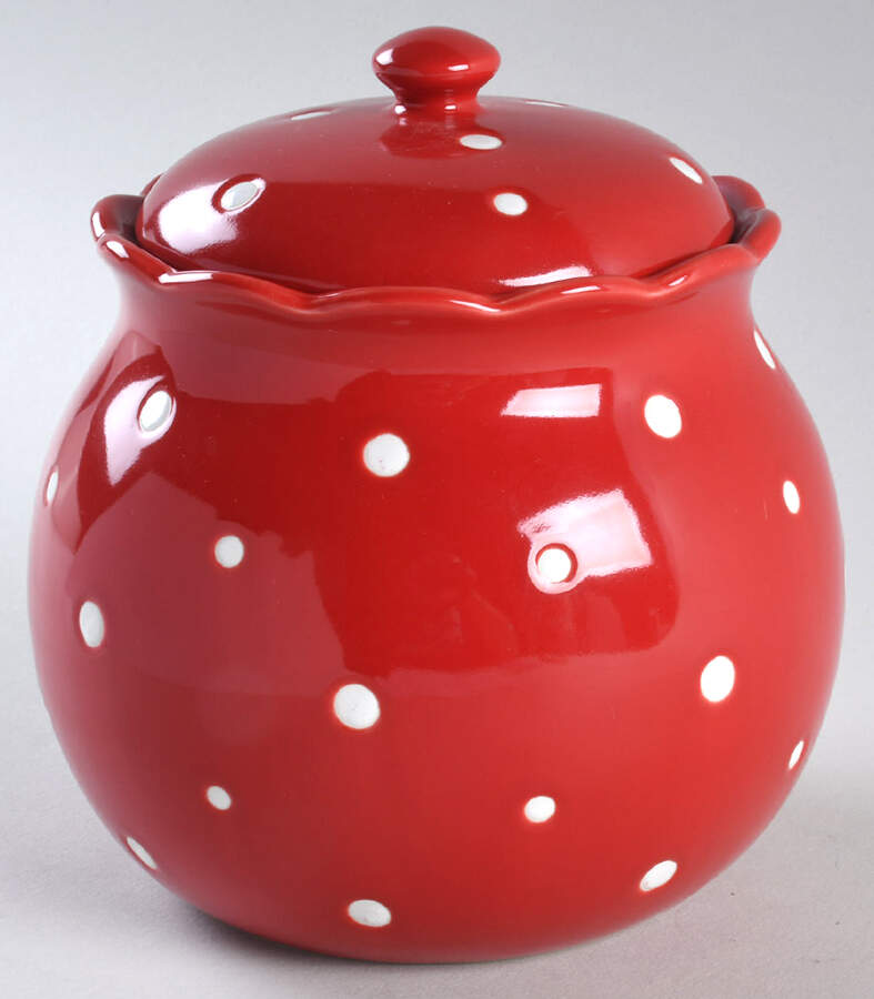 Polka Dot Red Small Canister & Lid by Temp-Tations-1