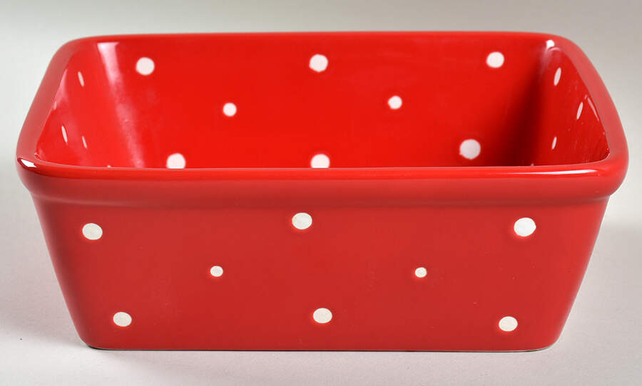 Polka Dot Red 8" Square Baker by Temp-Tations-1