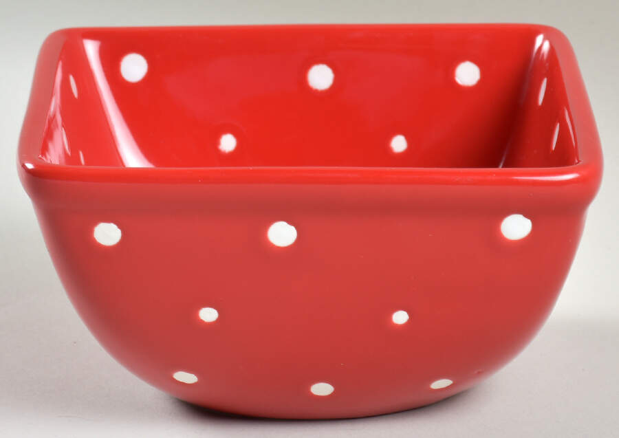 Polka Dot Red 6" Square Mixing Bowl by Temp-Tations-1