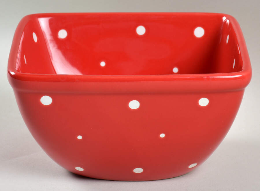Polka Dot Red 6" Square Mixing Bowl by Temp-Tations-1
