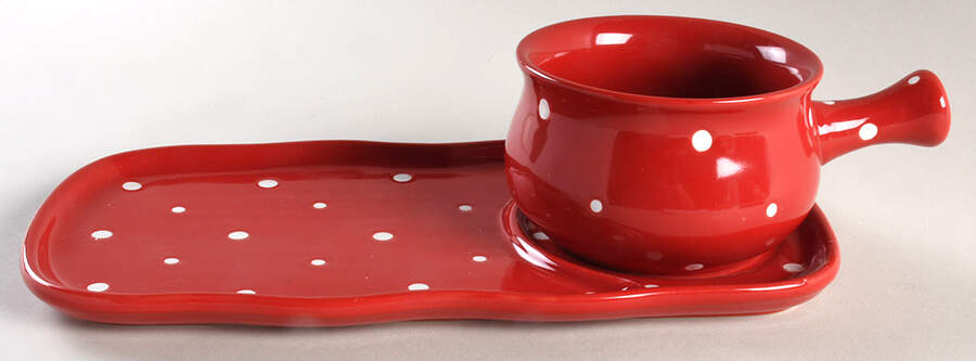 Polka Dot Red Soup Mug & Sandwich Set by Temp-Tations-1