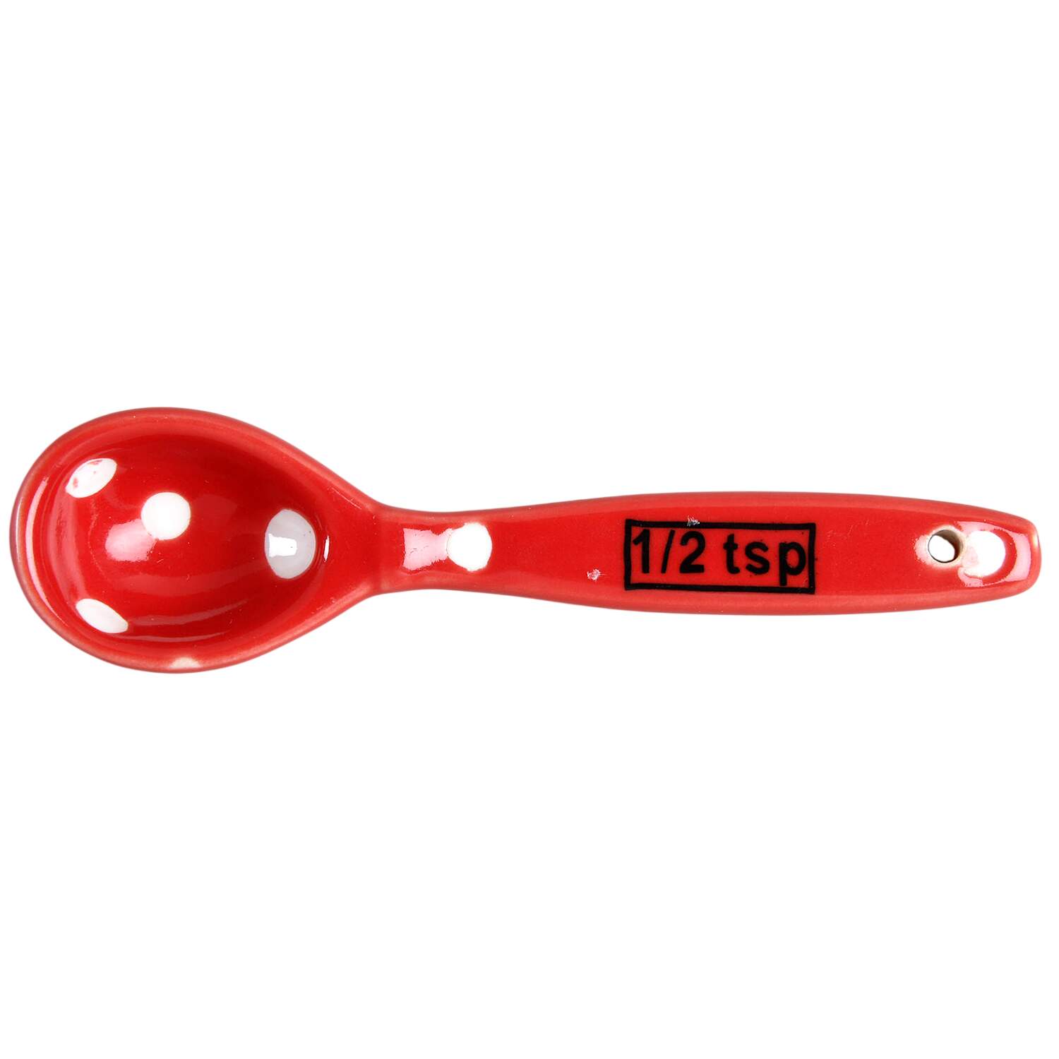 Polka Dot Red 1/2 Teaspoon Ceramic Measuring Spoon by Temp-Tations-1