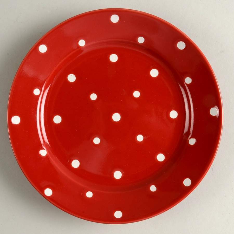 Polka Dot Red Salad Plate by Temp-Tations-1